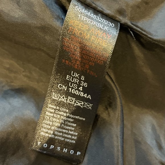 TOPSHOP Vegan Moto Bomber Jacket Size 4 Excellent Condition Zip Up Bikercore - Picture 9 of 13